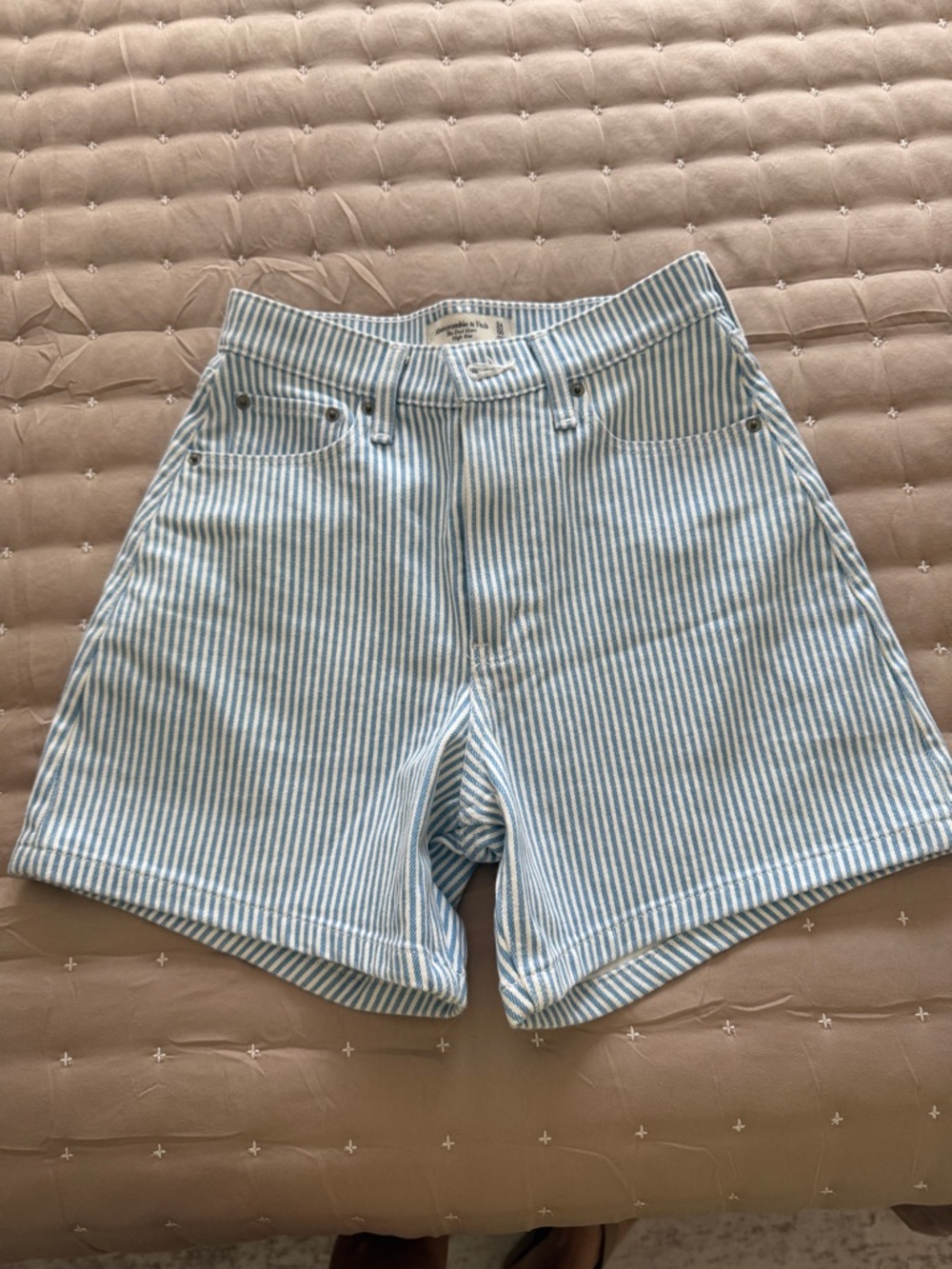 Abercrombie & Fitch Blue and White Striped Shorts
